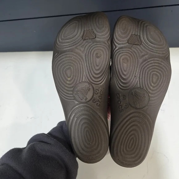 Crocs ABF Flip Flops Woman Espresso Comfort Deluxe Thong Size 7 - Picture 8 of 9